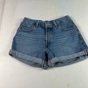 Levi's Jean Shorts Women's 29* 501 Mid Rise Blue Faded Cuffed Denim Jorts Tag 27